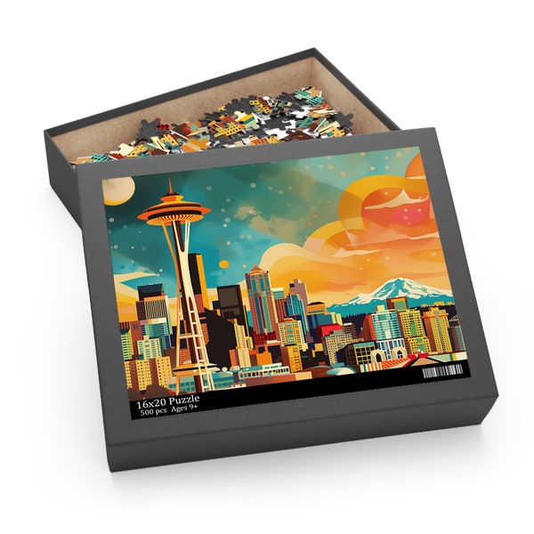 Seattle Skyline Puzzle | Color Pop Edition | 120, 252, or 500-Piece
