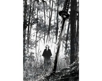 Poster vertical mat Anime Vagabond, impression d'art murale forêt de katanas noir et blanc, décoration d'intérieur décorative, décoration de chambre, cadeau unique