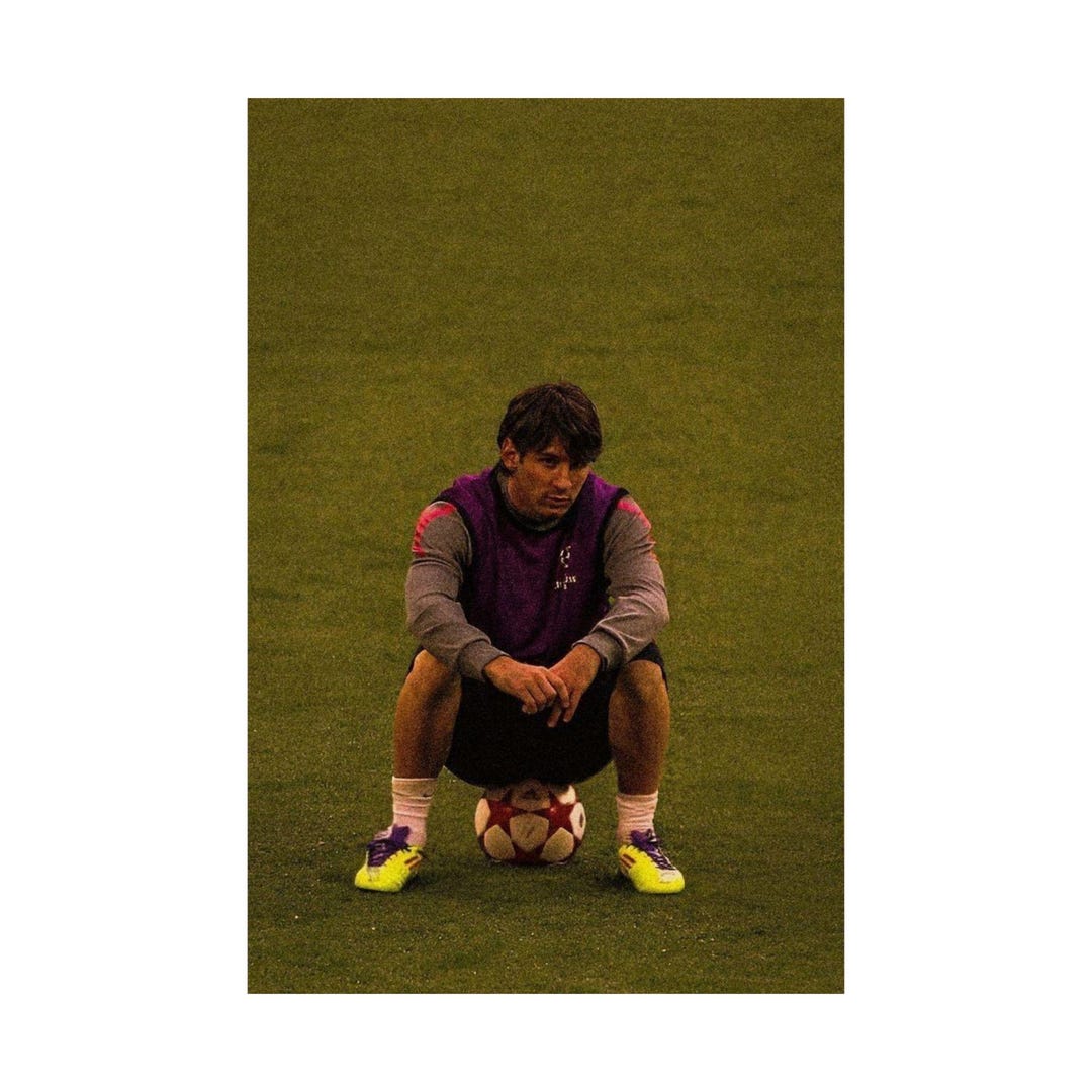Poster Print, Lionel Messi Soccer Ball Art, Matte Vertical Decor