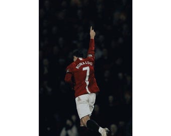 Poster de football, oeuvre d'art mural sport, impression d'art mat, décoration maillot Ronaldo, cadeau joueur de football, impression verticale