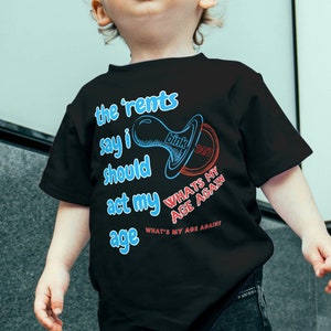Baby/Kleinkind/Kind Blink 182 Songtext Punk Rock Alt Shirt, was ist mein Alter wieder, junges Kind Gothic Emo Rocker Kindergeschenk, Song t-Shirt für Kinder