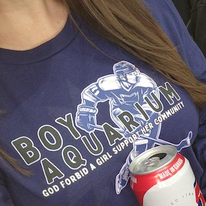 Boy Aquarium Hockey Funny Unisex Jersey Long Sleeve Tee, Romance Smut Gift, Cute Graphic Tee, Humorous Tee, Sports Fan Sweatshirt