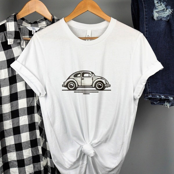Vintage Car Graphic Tee, Classic Beetle Automobile T-Shirt, Unisex Casual Wear, Retro Vehicle Enthusiast Gift Idea