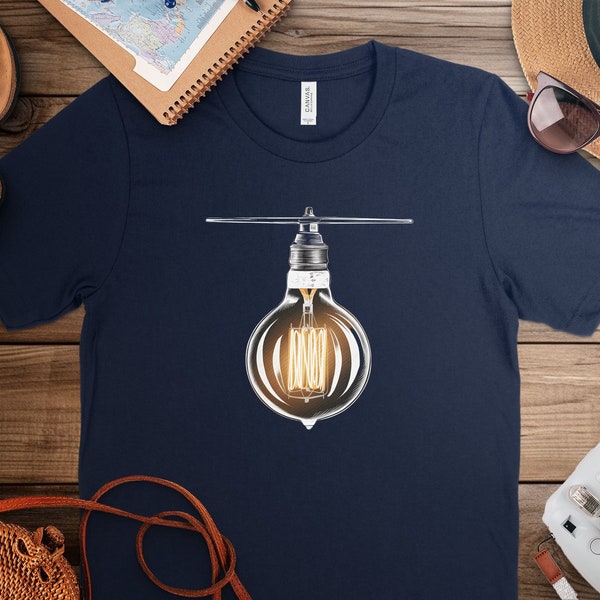 Vintage Edison Bulb Graphic T-Shirt, Classic Light Bulb Illustration Sweatshirt, Hipster Hoodie Design, Modern and Retro Apparel