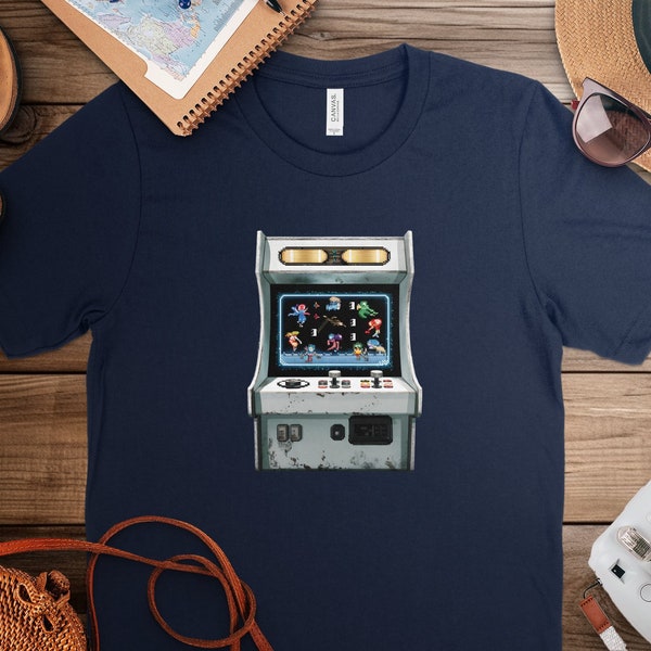 Vintage Arcade Game Console Design T-Shirt, Retro 80s Gaming Graphic Tee, Unisex Hoodie and Sweatshirt