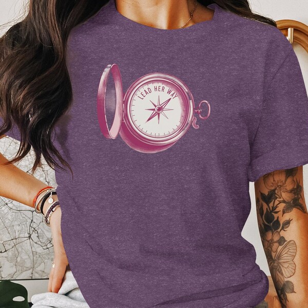 Lead Her Way Compass Design T-Shirt, Feminist Graphic Tee, Empowerment Women's Hoodie, Unique Gift Idea