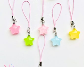 Kawaii Jelly Star Phone Charm: Pastelowa zawieszka z żywicy Y2K
