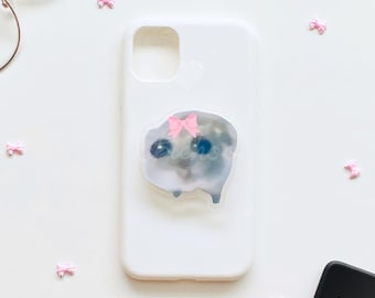 Sad Hamster Phone Grip: Holographic Coquette MagSafe Griptok