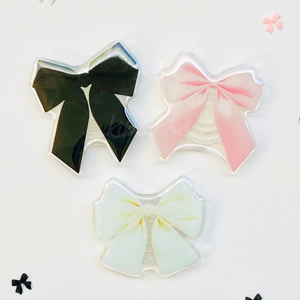 Coquette Phone Grip | Bow Phone Grip | Pink Bow | White Bow | Black Bow | MagSafe | Kindle | Girly Bow | Cute | Kawaii | Gifts for Her