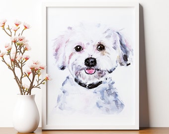 Pet Portrait, Custom Dog Portrait, Watercolor Pet Portrait ,Personalized Dog, Dog Painting ,Mother's Day gift, Dog Memorial Watercolor