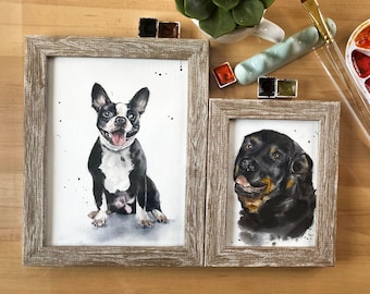 Mini Custom Watercolor Pet Portrait, Cat Portraits from Photos, custom dog painting, dog portrait custom painting, framed miniature