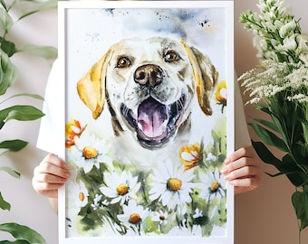 Custom pet portrait, Watercolor hand painted dog portrait, ORIGINAL Watercolor Dog Painting Hand Painted ,Pet memorial gift,Pet loss gift