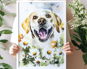 Custom pet portrait, Watercolor hand painted dog portrait, ORIGINAL Watercolor Dog Painting Hand Painted ,Pet memorial gift,Pet loss gift