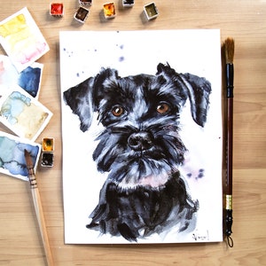 Watercolor pet portrait, custom dog portraits, custom portrait pet, pet family portrait, pet portrait hand painted, pet portrait from photo image 4