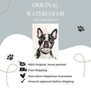 Watercolor pet portrait, custom dog portraits, custom portrait pet, pet family portrait, pet portrait hand painted, pet portrait from photo image 6