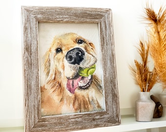 Mini Custom Watercolor Pet Portrait, Cat Portraits from Photos, custom dog painting, dog portrait custom painting, framed miniature