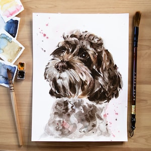 Watercolor pet portrait, custom dog portraits, custom portrait pet, pet family portrait, pet portrait hand painted, pet portrait from photo image 3