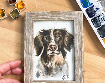 Mini Custom Watercolor Pet Portrait, Cat Portraits from Photos, custom dog painting, dog portrait custom painting, framed miniature