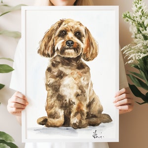 Watercolor pet portrait, custom dog portraits, custom portrait pet, pet family portrait, pet portrait hand painted, pet portrait from photo image 2