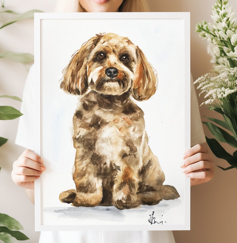 Watercolor pet portrait, custom dog portraits, custom portrait pet, pet family portrait, pet portrait hand painted, pet portrait from photo image 2