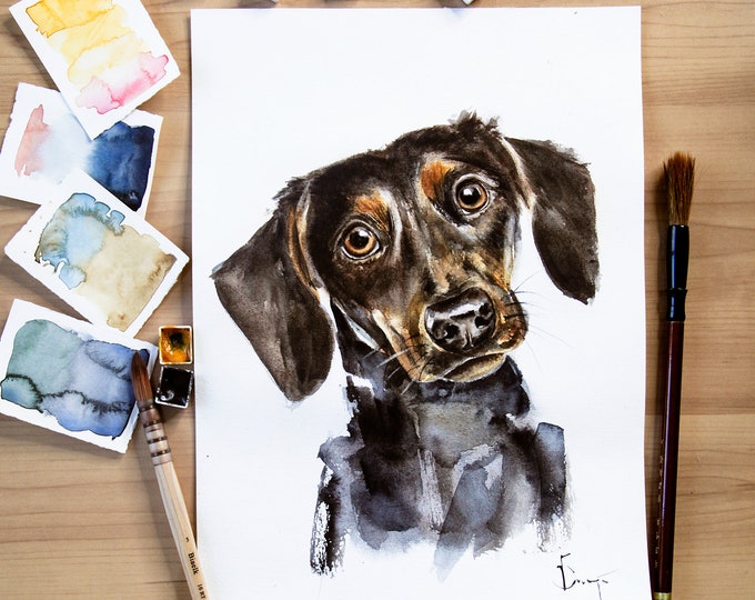 Watercolor pet portrait, custom dog portraits, custom portrait pet, pet family portrait, pet portrait hand painted, pet portrait from photo