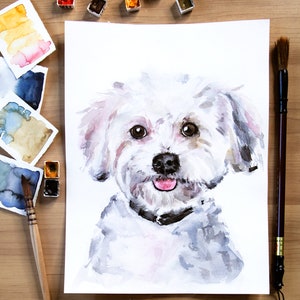 Watercolor pet portrait, custom dog portraits, custom portrait pet, pet family portrait, pet portrait hand painted, pet portrait from photo image 5