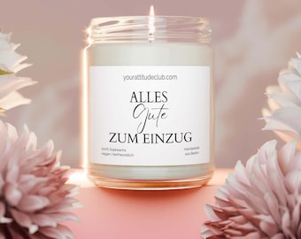Congratulations on your new home! Scented candle in a glass jar as a housewarming gift | Personalized housewarming gift with a message