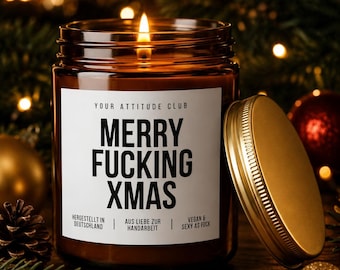 MERRY FUCKING XMAS Christmas Candle with Saying | Cheeky Scented Candle | Funny Christmas Gift | Secret Santa Gift for Adults | Soy Wax Candle