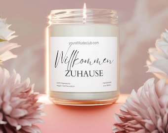 Welcome home – scented candle in a glass jar | Gift for housewarming, moving, or a new apartment | 300ml & 400ml | 70–100h burn time