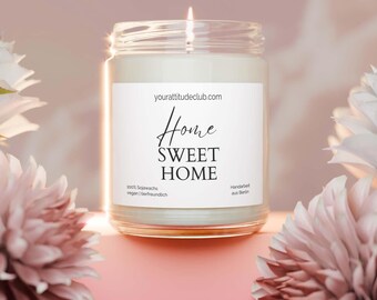 Home Sweet Home – Scented candle in a glass jar for moving, housewarming & new home | Gift idea with humor and heart