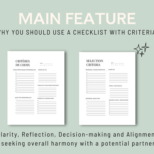 Criteria Checklist Download, therapy journal, love, checklist,  goal planners