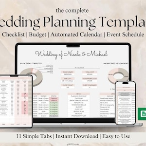 The Complete Wedding Planning Template: Budget, Checklist, Guest List Tracker, Seating Plan, Timeline - Digital Planner
