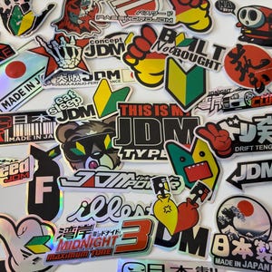 40 PCS Holographic Anime Manga JDM Motorcycle Car Decal Stickers - No Duplicates