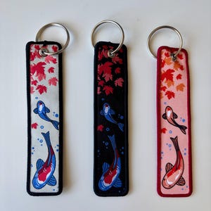 Koi Fish Embroidered Jet Tag Keychain Jdm Motorcycle Car Enthusiast