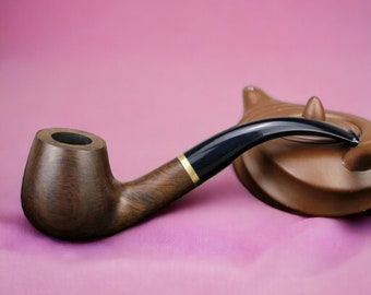 Top Grade Ebony Wood Smoking Pipe, 9mm Filter, Handmade Tobacco Pipe, Smoking Accessory, Gift for Husband, Father, Grand Dad