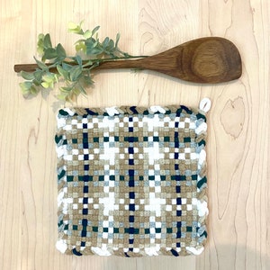 Handmade Woven Potholder- XL Large Hot Pad 8&quot; x 8&quot; Pro Size Woven