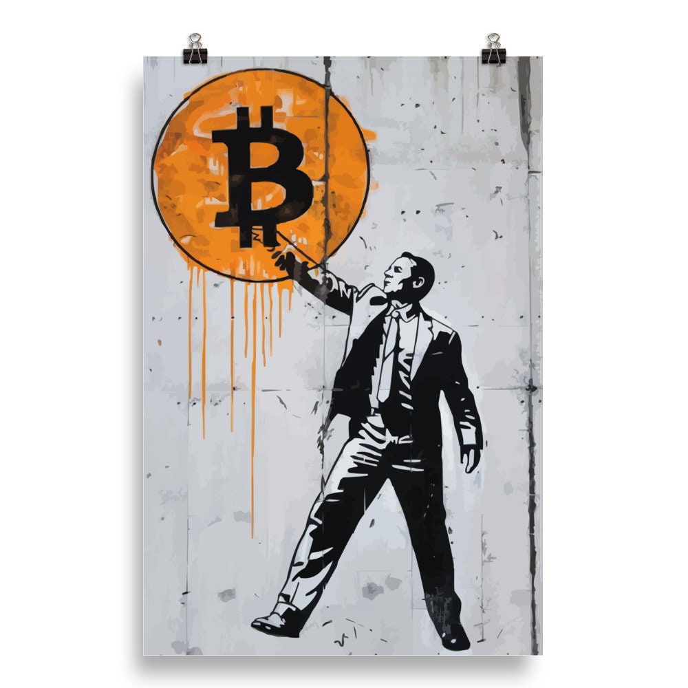 Bitcoin Banksy Inspired Poster #14, Cryptocurrency Home Art, Crypto Artwork,  High Quality Portrait Poster, Digital Artwork. - Etsy