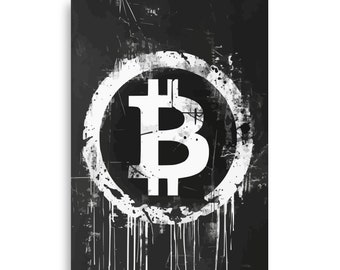 Bitcoin Poster, Cryptocurrency Wall Art, Street Art Print, Digital Artwork