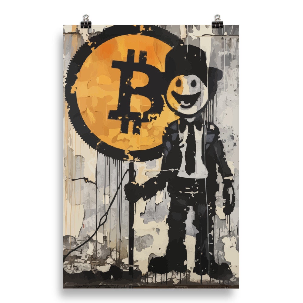 Bitcoin Banksy Inspired Poster #13, Cryptocurrency Home Art, Crypto Artwork,  High Quality Portrait Poster, Digital Artwork. - Etsy UK