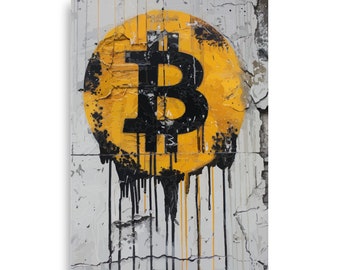 Bitcoin Street Art Poster, Crypto Currency Home Wall Decor