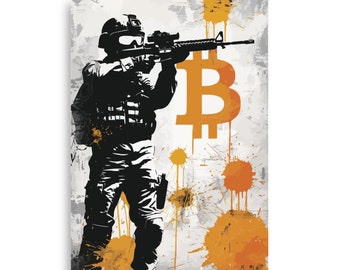 Bitcoin Poster, Street Art Crypto Artwork, Decentralized Finance Home Decor