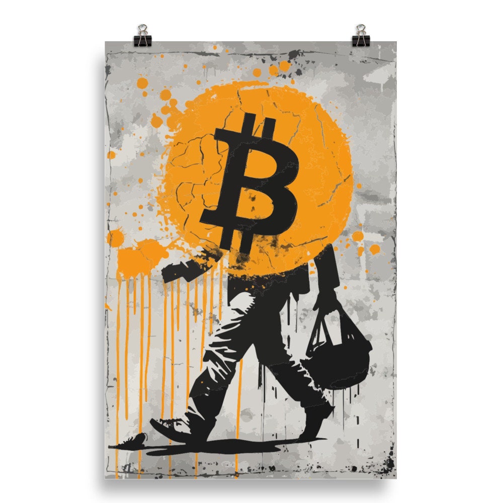 Bitcoin Banksy Inspired Poster #10, Cryptocurrency Home Art, Crypto Artwork,  High Quality Portrait Poster, Digital Artwork. - Etsy