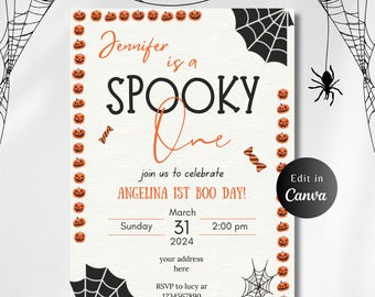EDITIERBARE SPOOKY ONE Geburtstagseinladung, Spooky One, Einladungsvorlage, editierbare Einladung, 1
