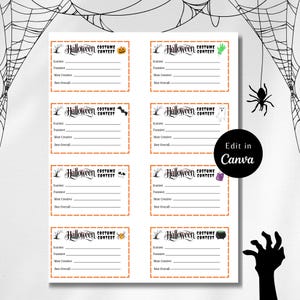 Editable HALLOWEEN COSTUME Contest Voting Cards, Halloween Games, Costume Contest, Halloween Ideas, Halloween Award, Contest Ballot