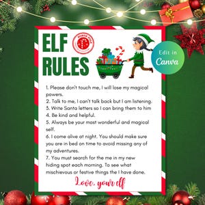 EDITABLE ELF RULES Sign, Welcome Elf Letter, Elf Hello Sign, Rules To Follow elf, no touching elf sign, elf game sign, elf tradition