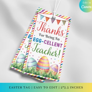 EASTER TEACHER APPRECIATION Printable Tags, Appreciation Tag, Easter Teacher gift, Easter teacher tag, Best teacher tag,  Eggcellent Tag