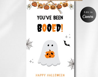 Editable You've Been Booed Tag Printable, Halloween Treat Tag, Boo Favor Tags, Halloween Favors for Classroom, Youve Been Booed Office