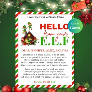 EDITABLE HELLO LETTER From Elves Template, Letter From Elf, Christmas Elf Letter, Editable Elf Letter, Elf Return Letter, Hello From Elf
