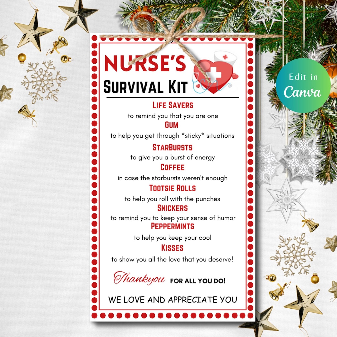 Editable NURSE #39 S SURVIVAL Kit Nursing School TREAT Back to School