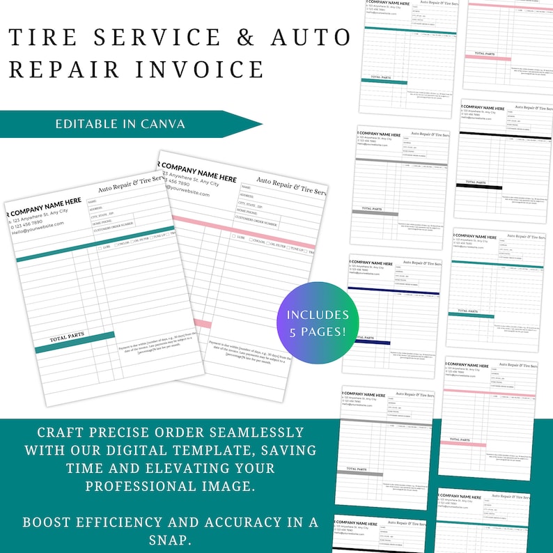 Tire Rotation Invoice AUTO REPAIR INVOICE, Car Repair Invoice, Tire Repair Invoice, Auto ...